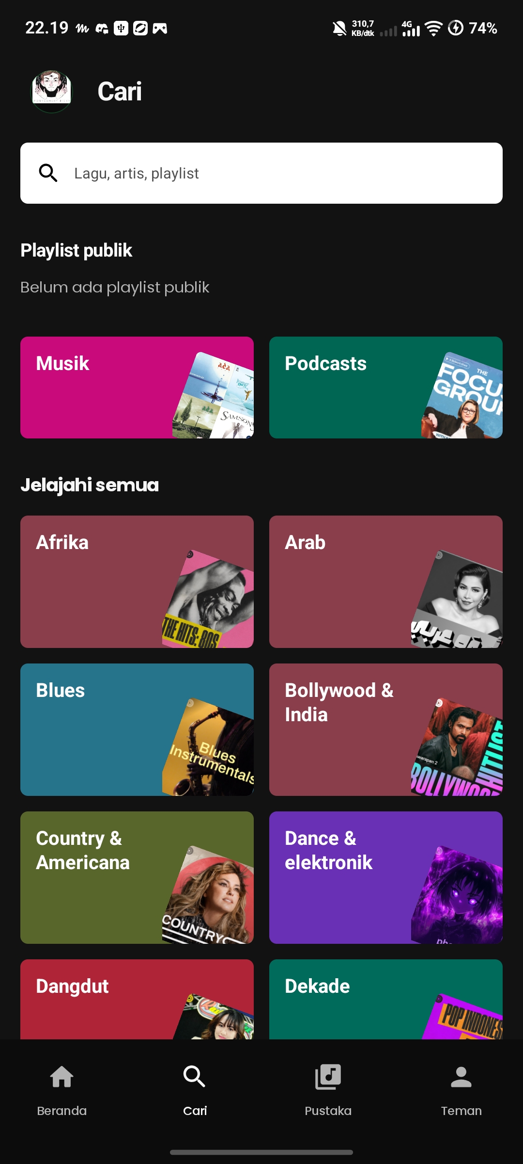 Pencarian Gratify dengan kategori musik, podcast dan genre